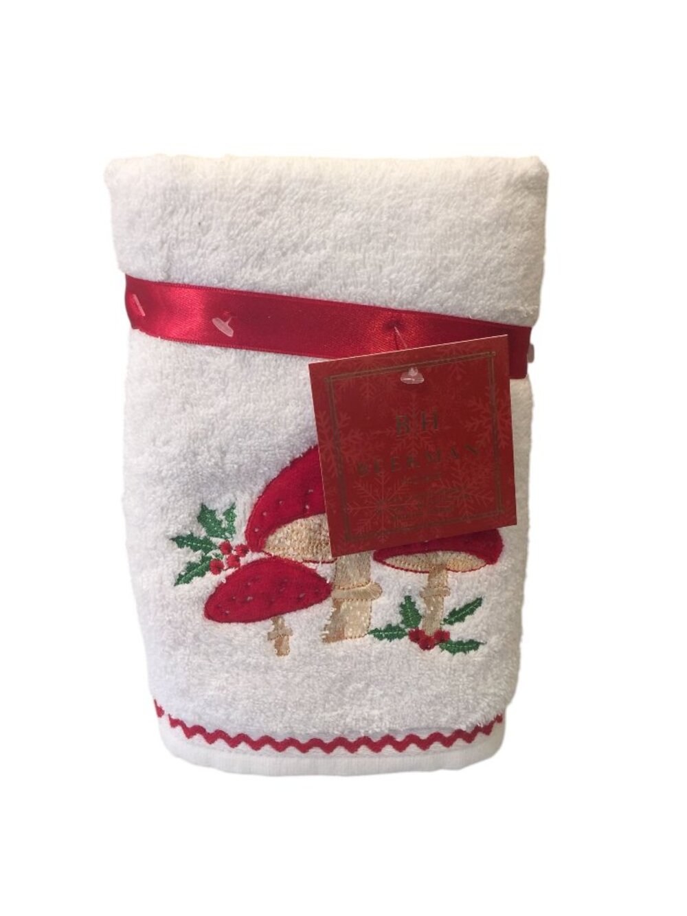 Beekman Home Holiday Dimensional Mushrooms Hand Towels Set of 2